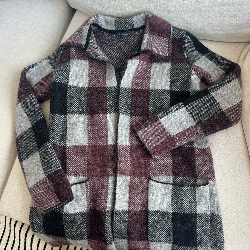 Tahari Plaid Cardigan Sweater